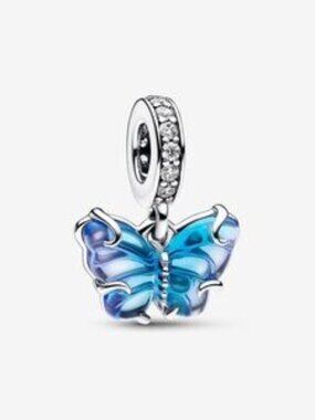 Pandora Blue Murano Glass Butterfly Dangle Charm